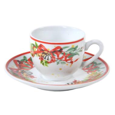 Tazzine Caffè Natalizia Set pz.6 Porcellana Fade Xmas con Piattini |M2 Store