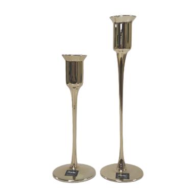 Candeliere 1 posto candela vetro oro Set 2 pz
