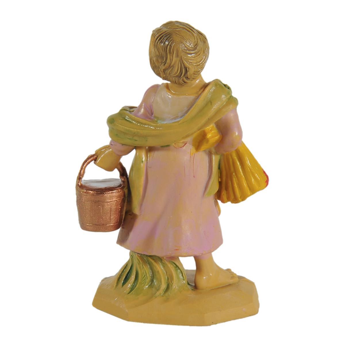 Statua presepe 6 cm pastorella secchio