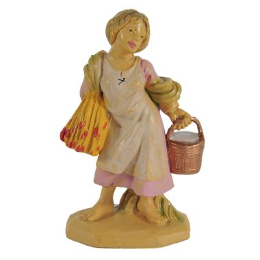 Statua presepe 6 cm pastorella secchio