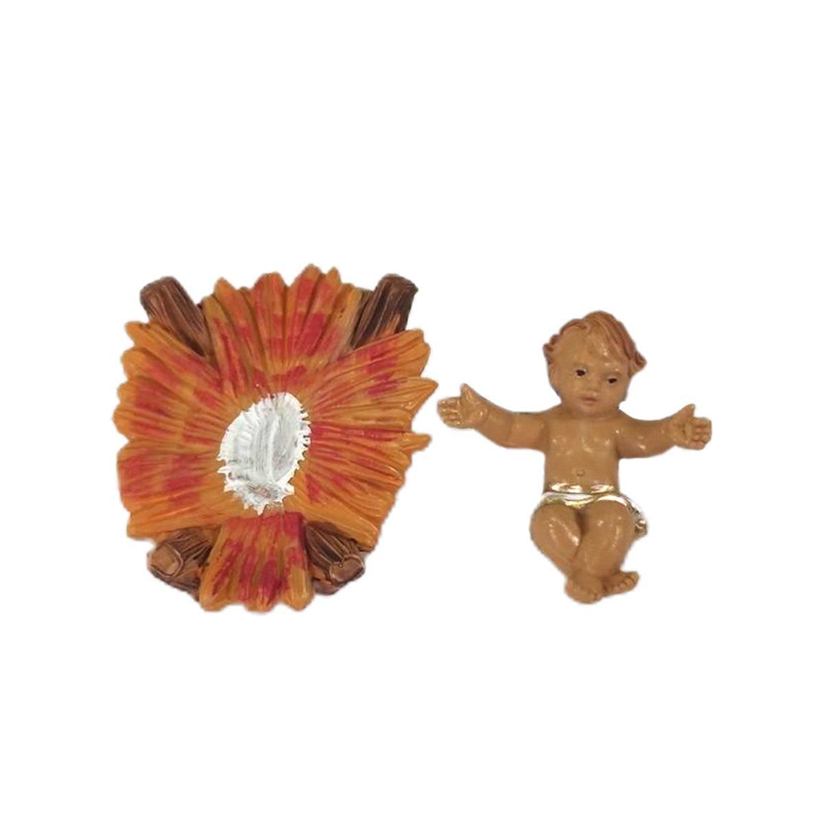 Statua presepe 10 cm gesù bambino culla