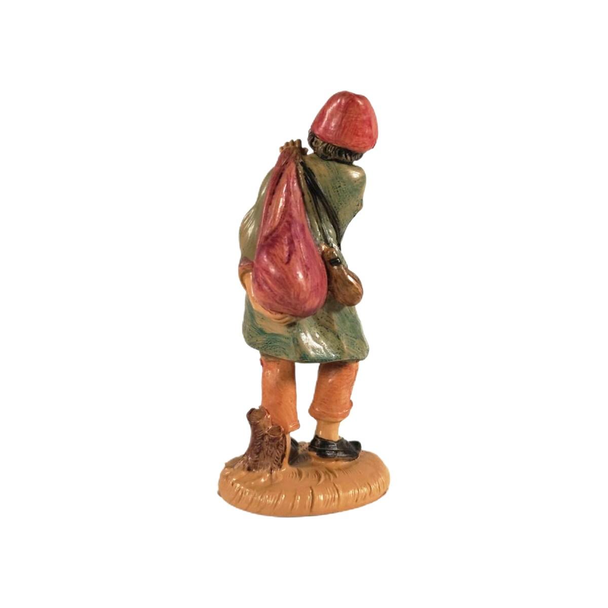Statua presepe 10 cm pastore sacca sulle spalle