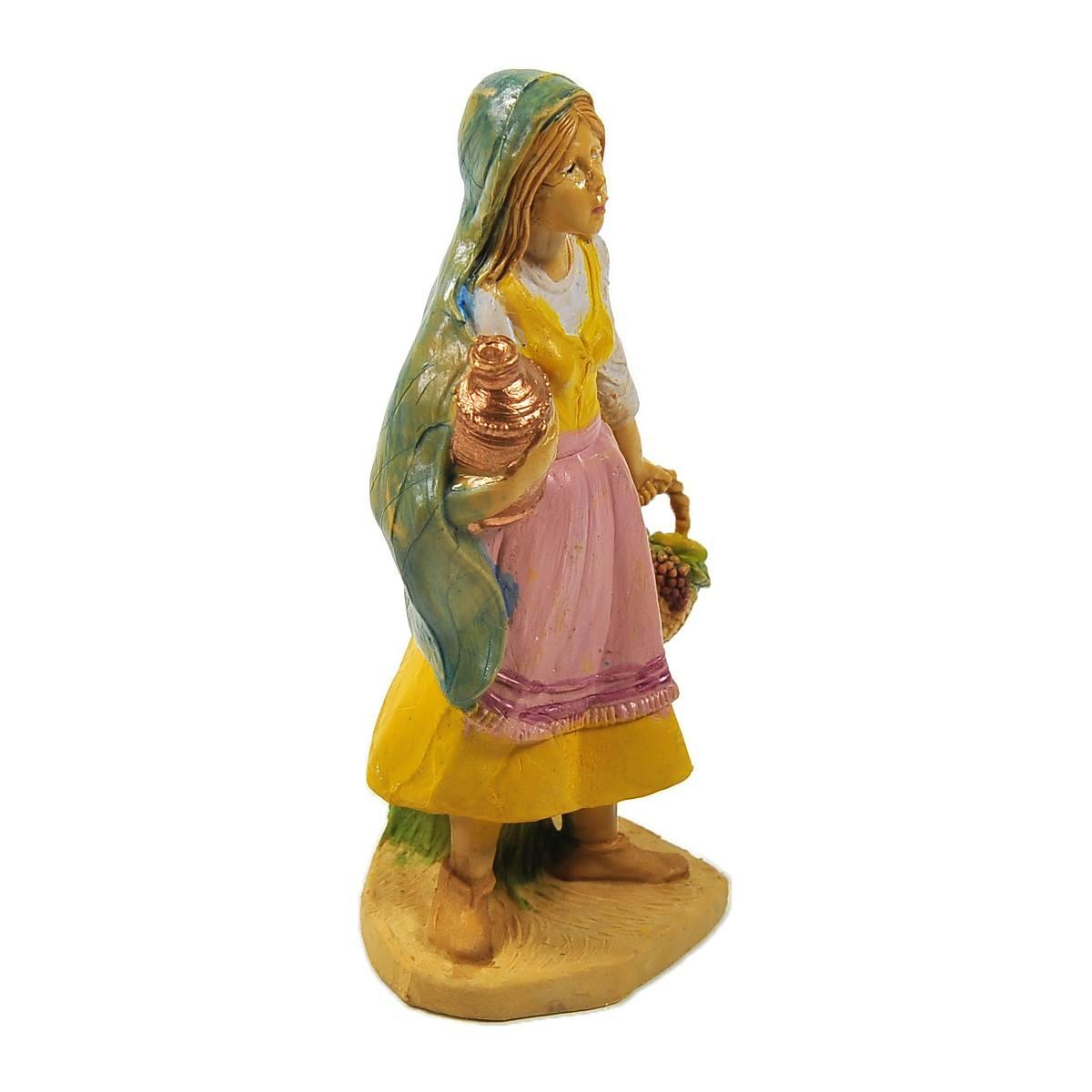 Statua presepe 10 cm donna vaso cesta