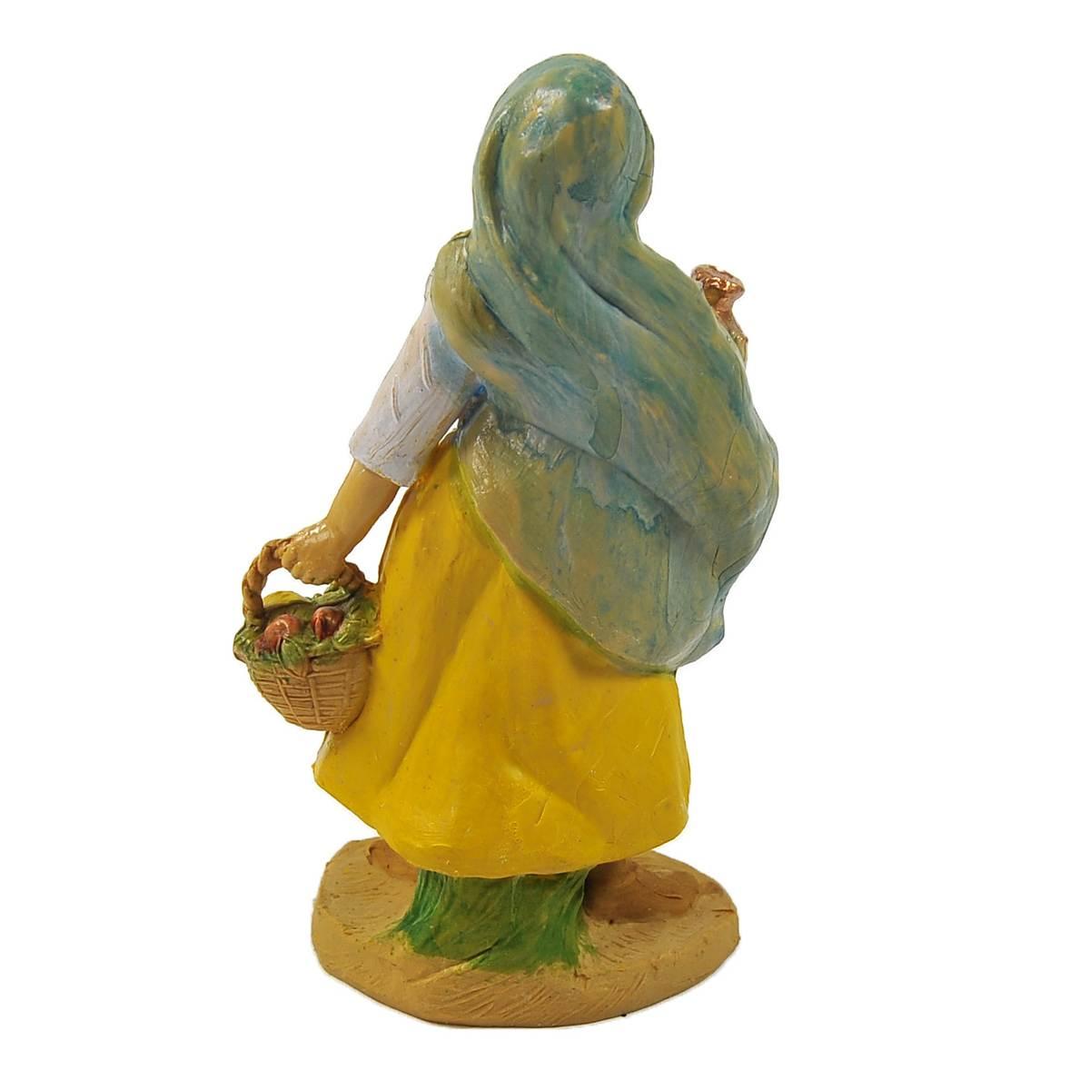 Statua presepe 10 cm donna vaso cesta