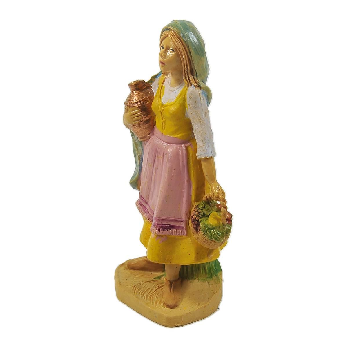 Statua presepe 10 cm donna vaso cesta
