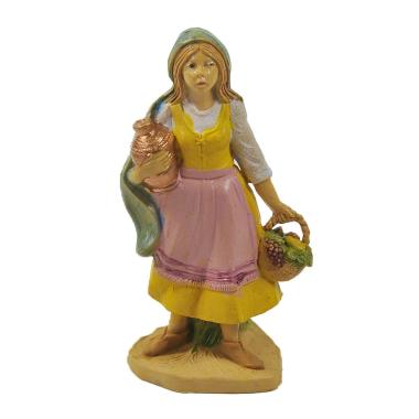Statua presepe 10 cm donna vaso cesta