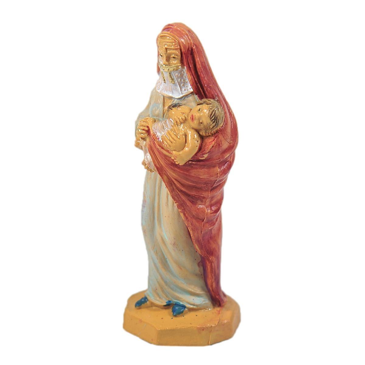 Statua presepe 10 cm donna bambino