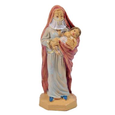 Statua presepe 10 cm donna bambino