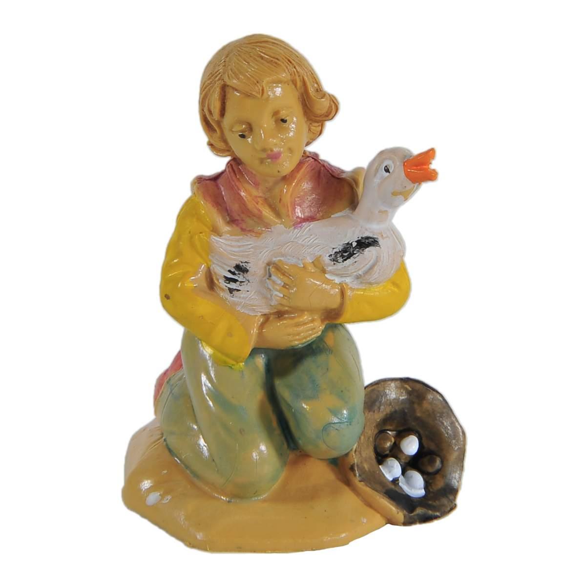 Statua presepe 6 cm pastorello papera