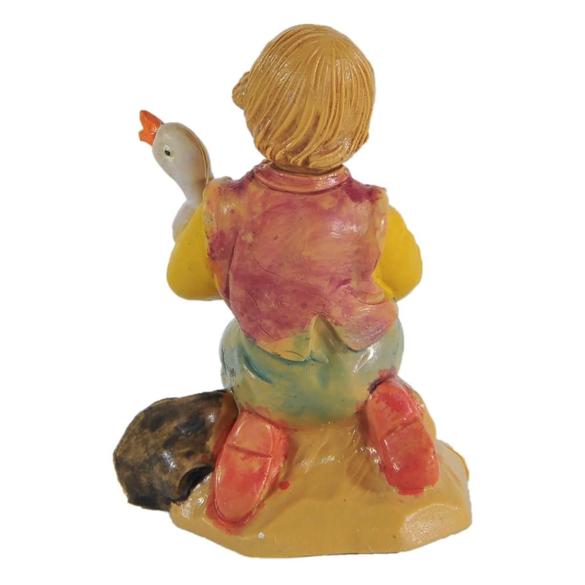 Statua presepe 6 cm pastorello papera