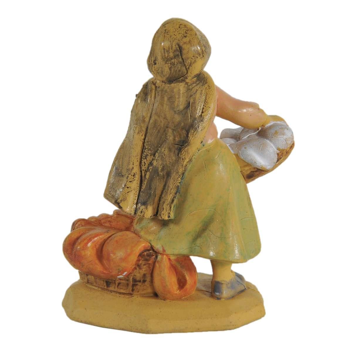 Statua presepe 6 cm pastorella cesta di panni