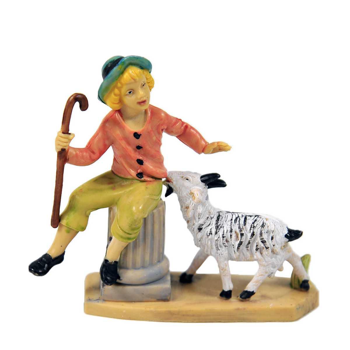 Statua presepe 10 cm ragazzo capretta