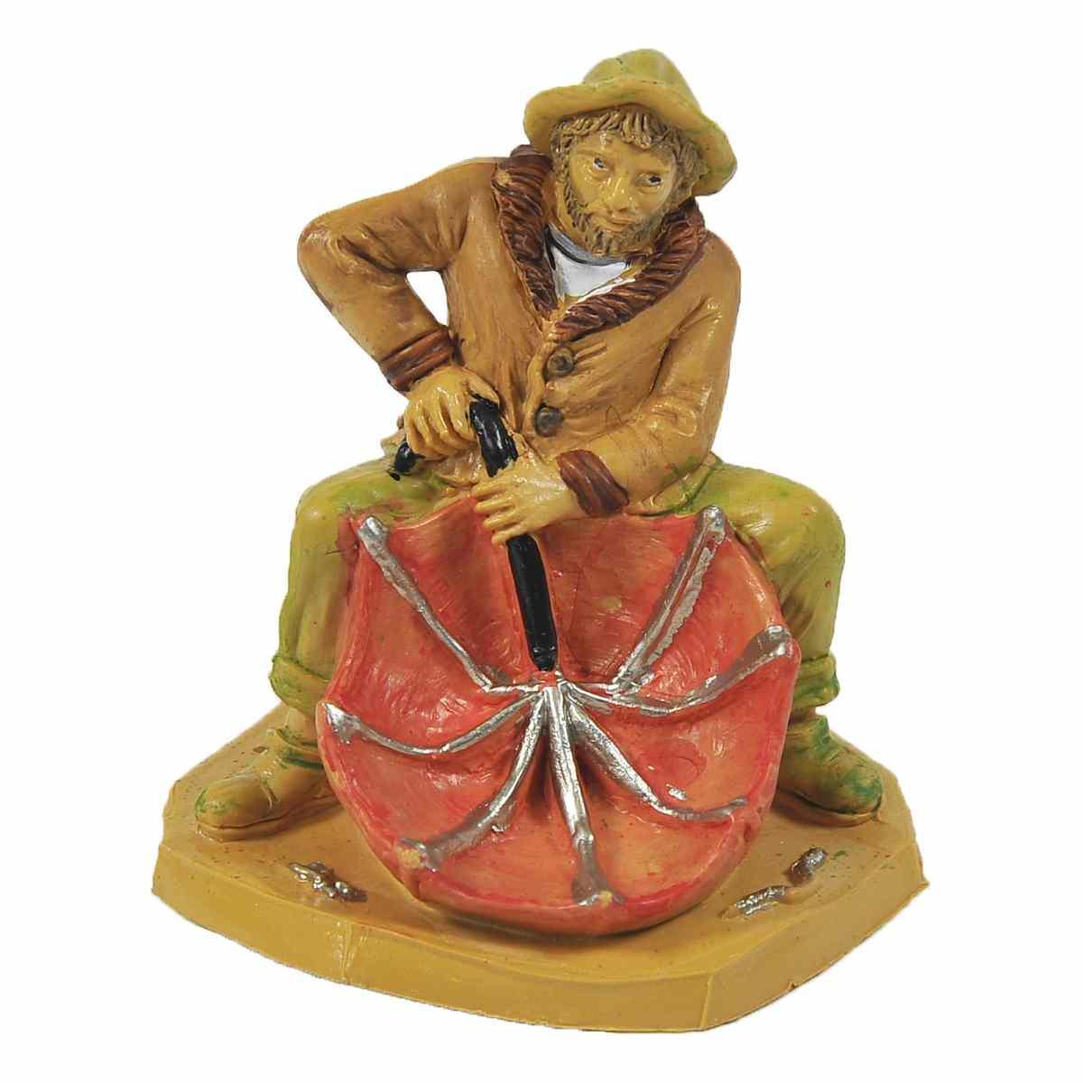 Statua presepe 10 cm uomo ombrello