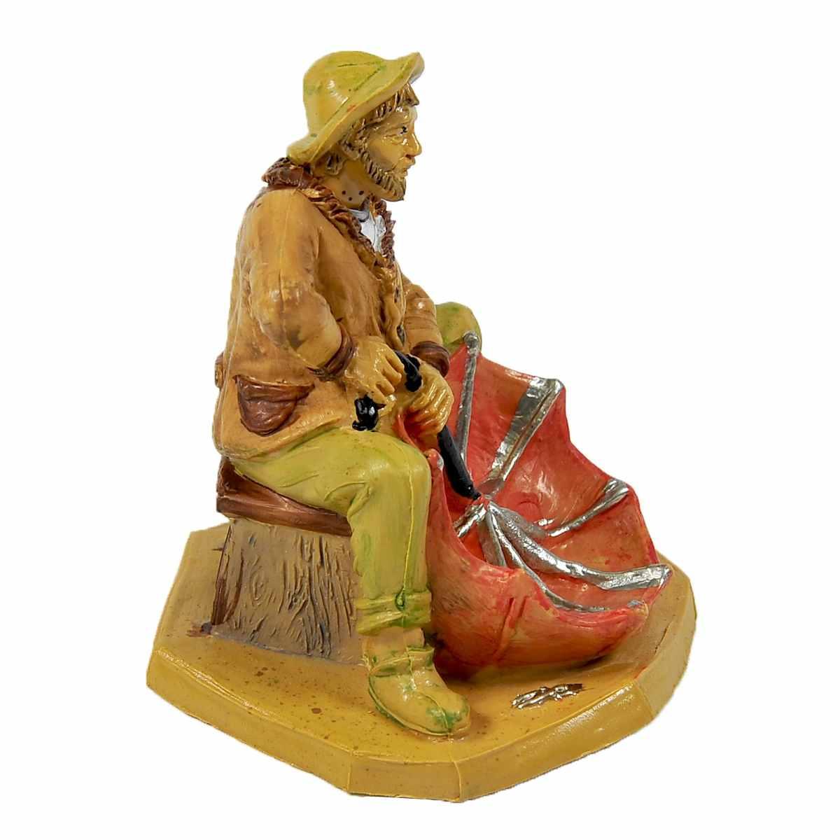Statua presepe 10 cm uomo ombrello