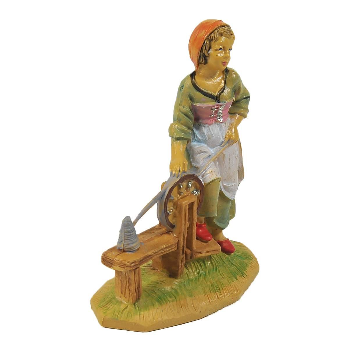 Statua presepe 10 cm donna filatrice