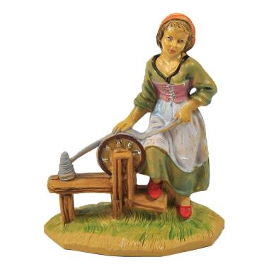 Statua presepe 10 cm donna filatrice