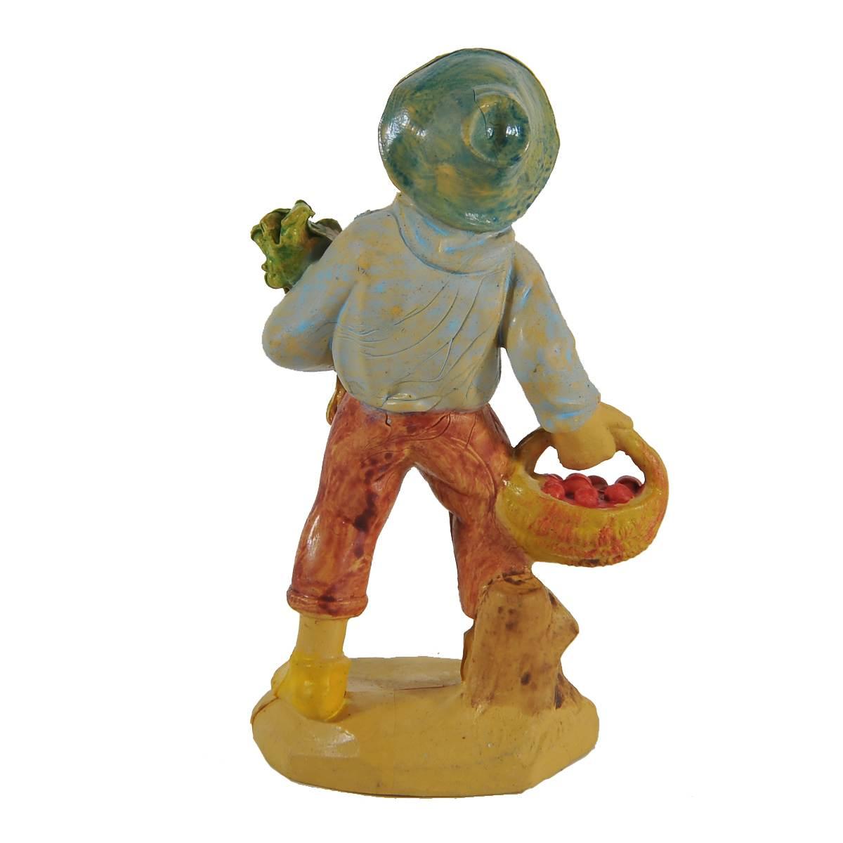 Statua presepe 6 cm uomo cesta di frutta