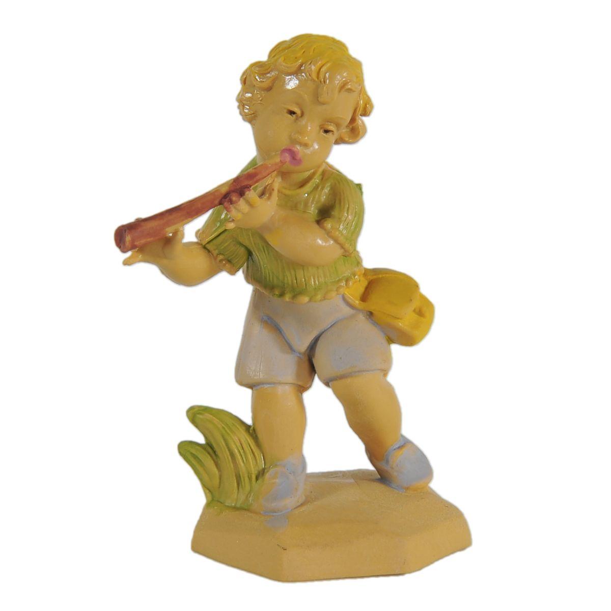 Statua presepe 6 cm pastorello flauto