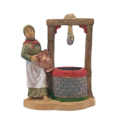Statua presepe 10 cm donna al pozzo