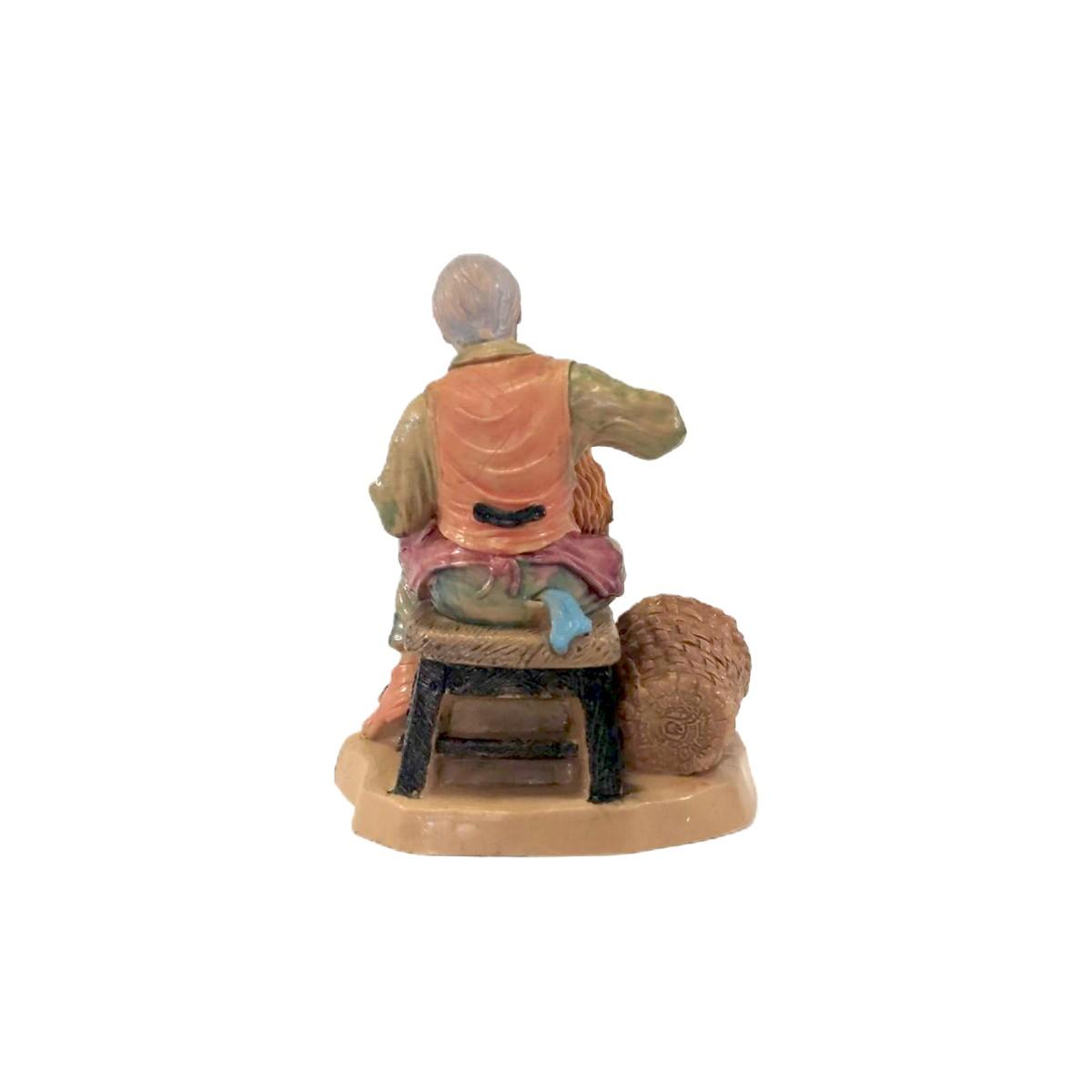 Statua presepe 10 cm cestaio seduto