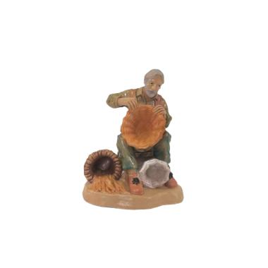Statua presepe 10 cm cestaio seduto