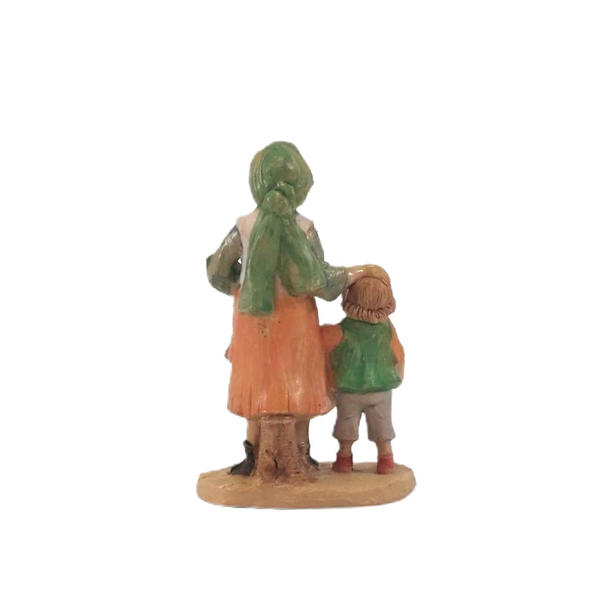 Statua presepe 10 cm donna bambino