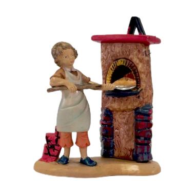 Statua presepe 10 cm pizzaiolo pala forno