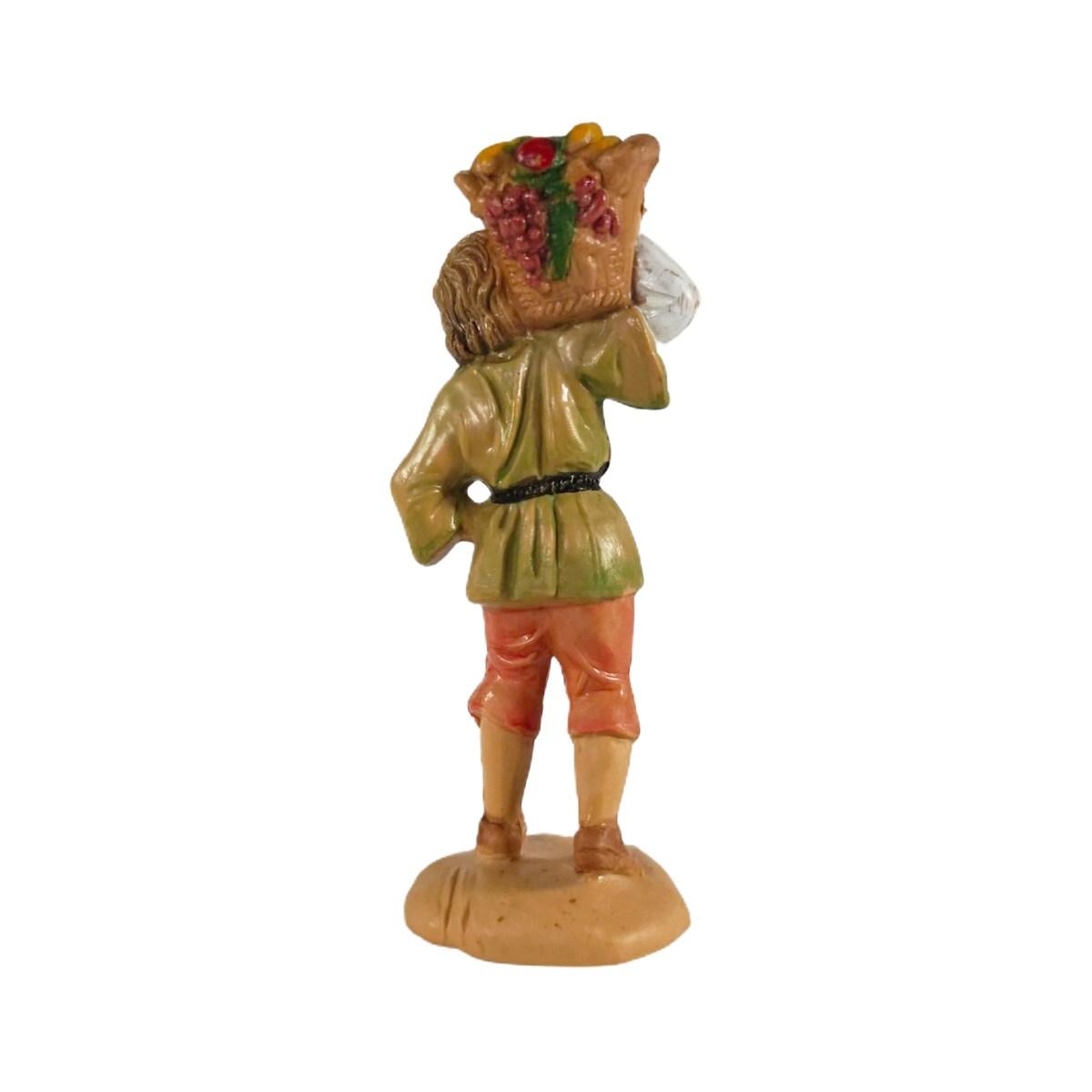 Statua presepe 10 cm pastore cesta frutta