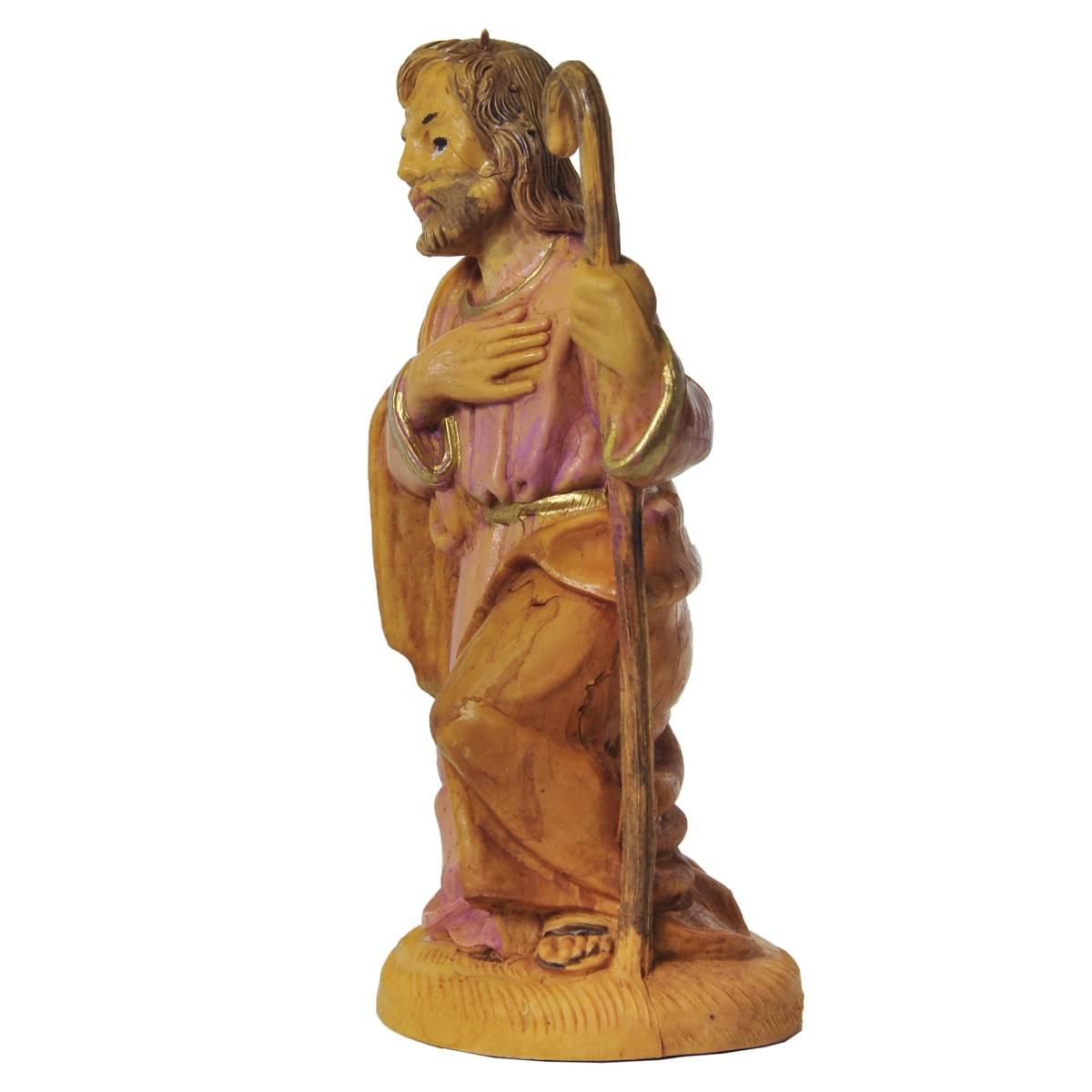 Statua presepe 12 cm san giuseppe in ginocchio bastone