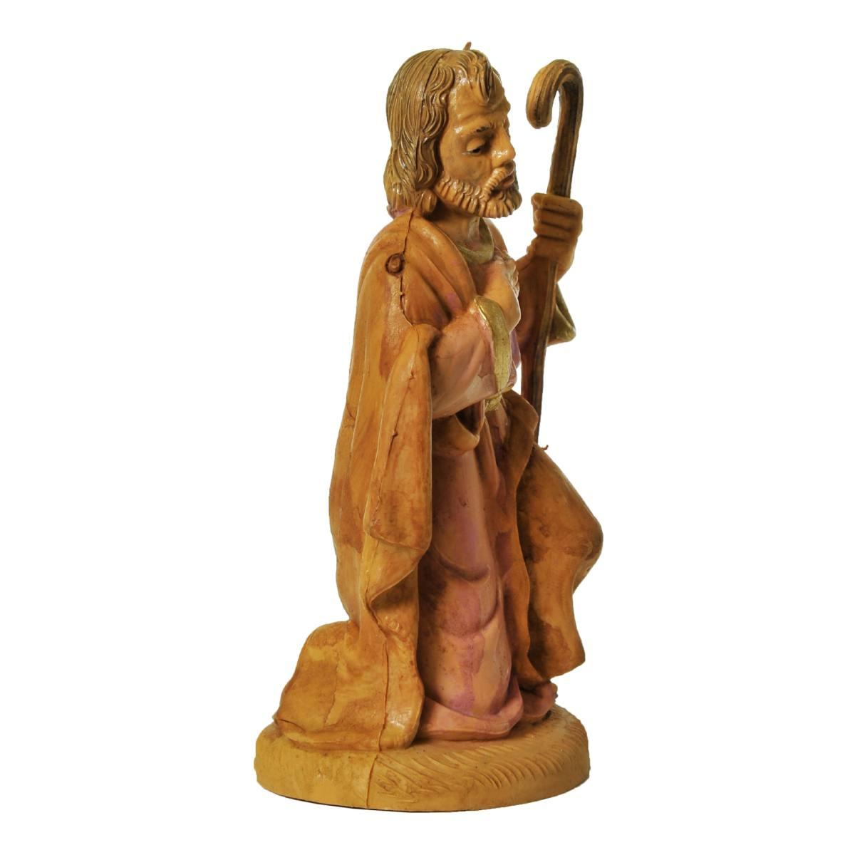 Statua presepe 12 cm san giuseppe in ginocchio bastone