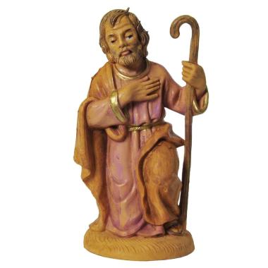 Statua presepe 12 cm san giuseppe in ginocchio bastone