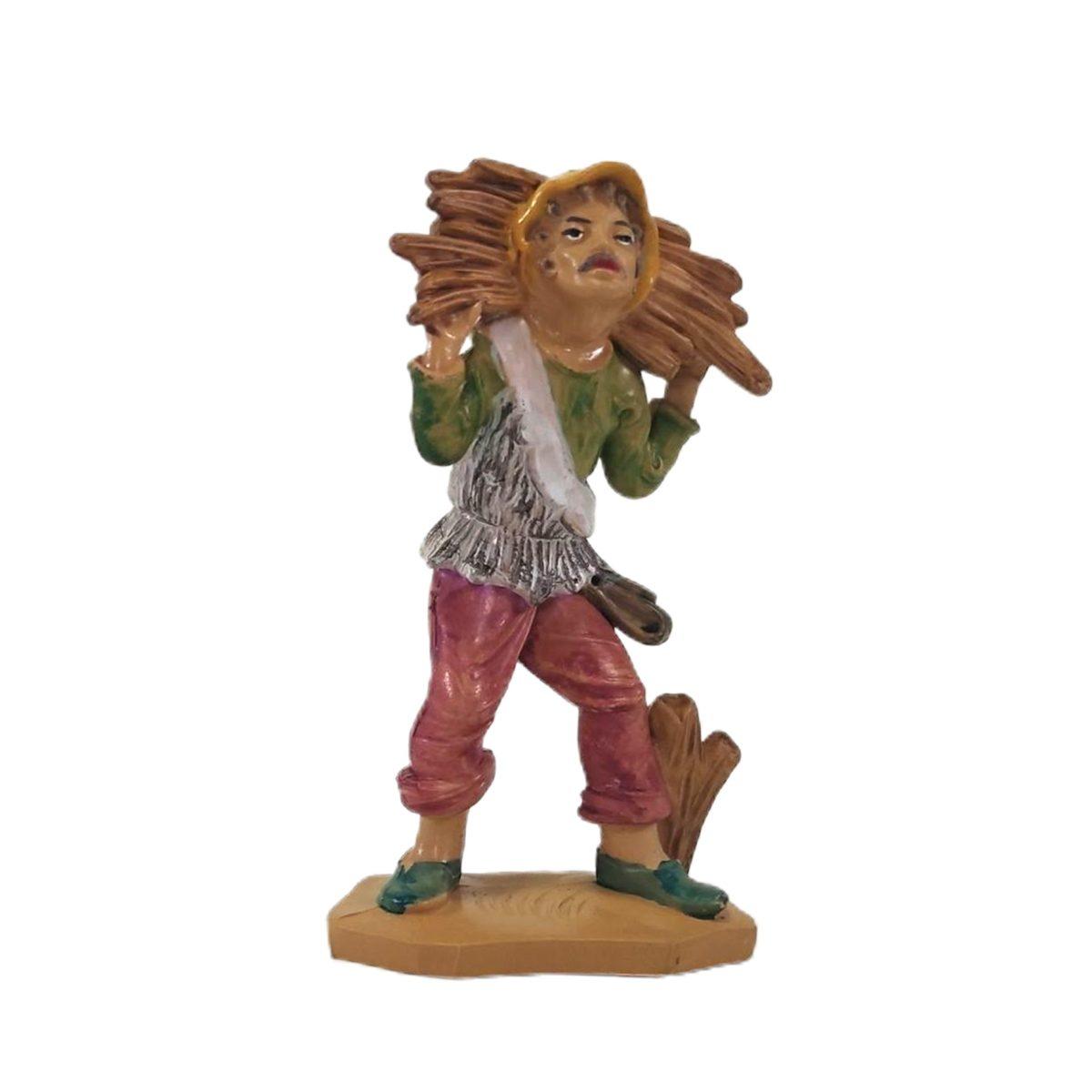 Statua presepe 12 cm uomo fascine legna