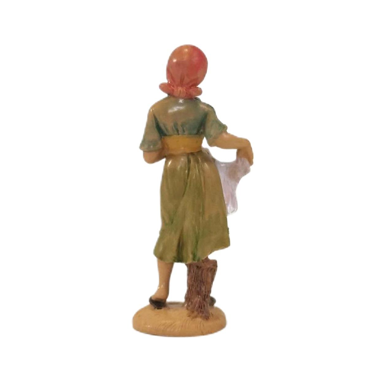 Statua presepe 12 cm pastorella panni
