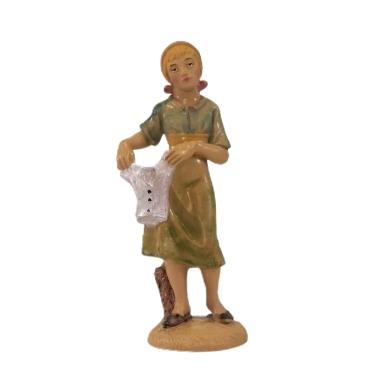 Statua presepe 12 cm pastorella panni