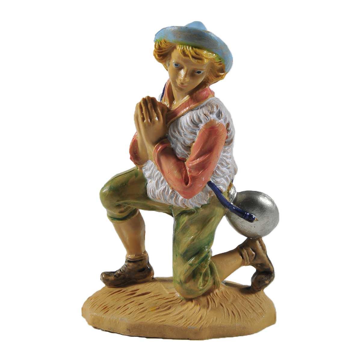 Statua presepe 12 cm pastorello adorante in ginocchio
