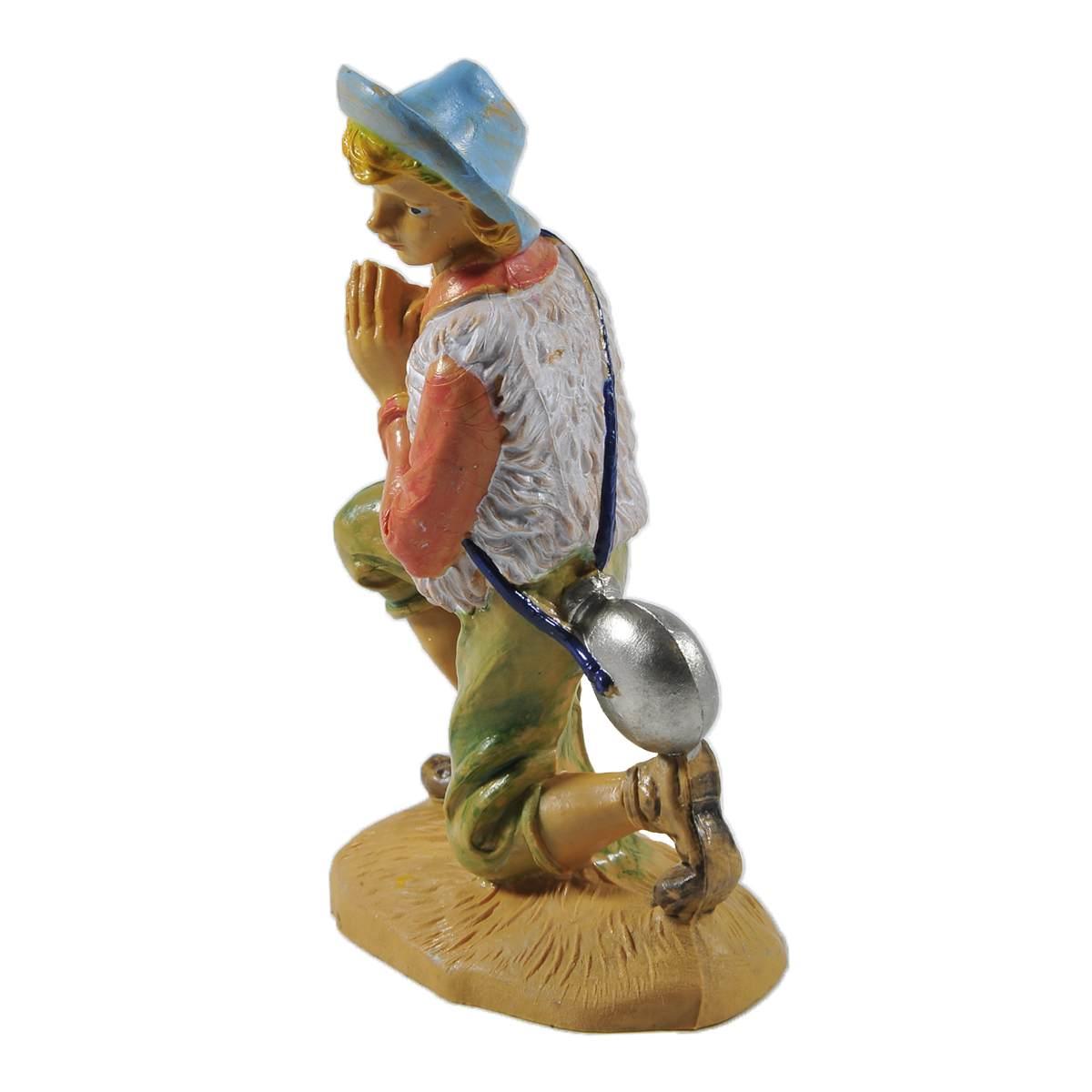 Statua presepe 12 cm pastorello adorante in ginocchio