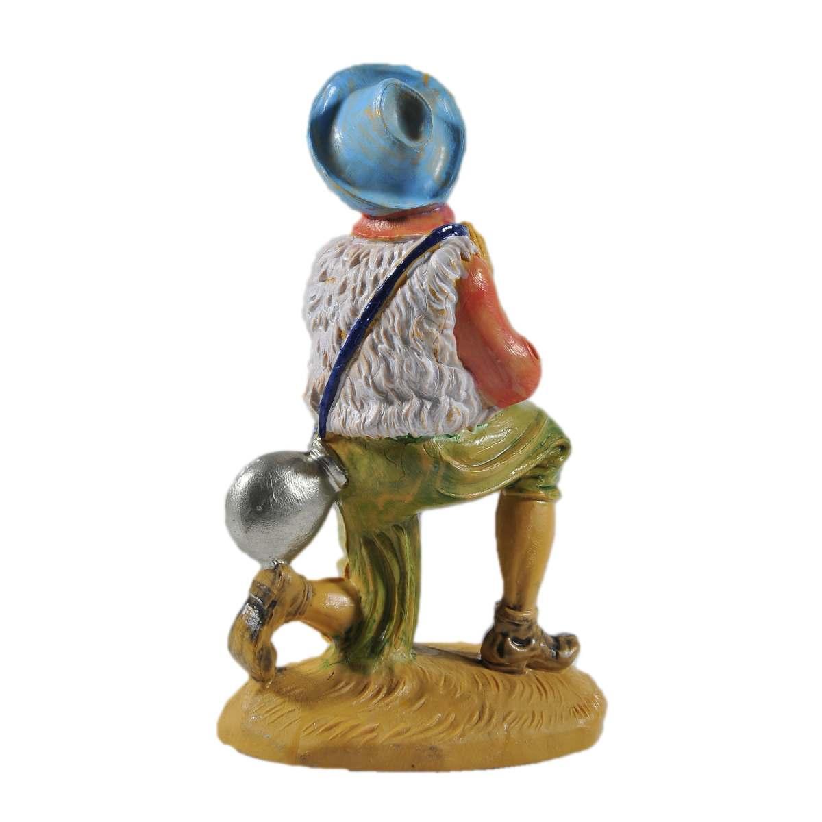 Statua presepe 12 cm pastorello adorante in ginocchio