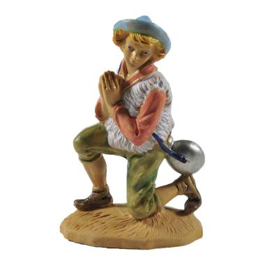 Statua presepe 12 cm pastorello adorante in ginocchio