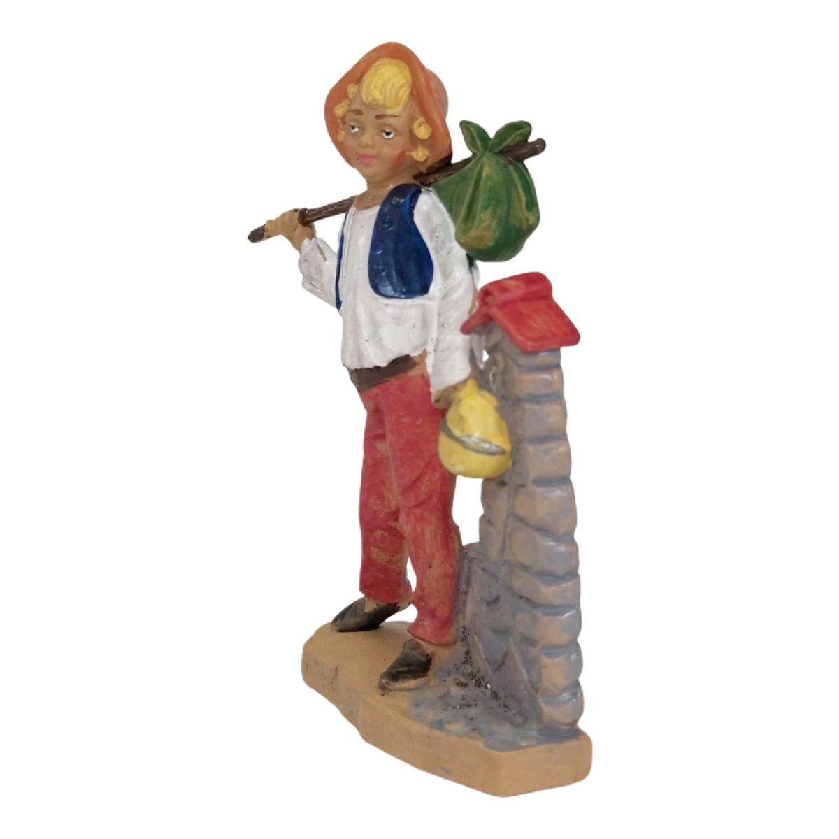 Statua presepe 12 cm pastorello alla fontana