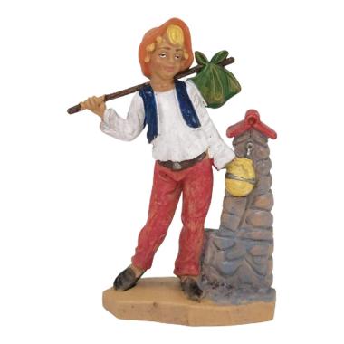 Statua presepe 12 cm pastorello alla fontana