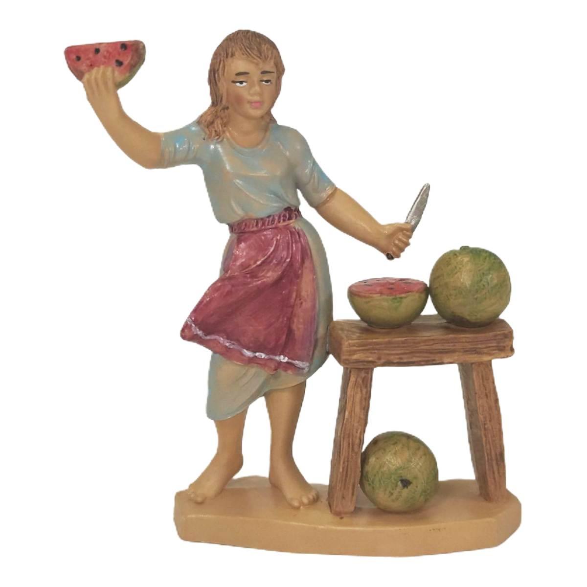Statua presepe 12 cm donna banco frutta