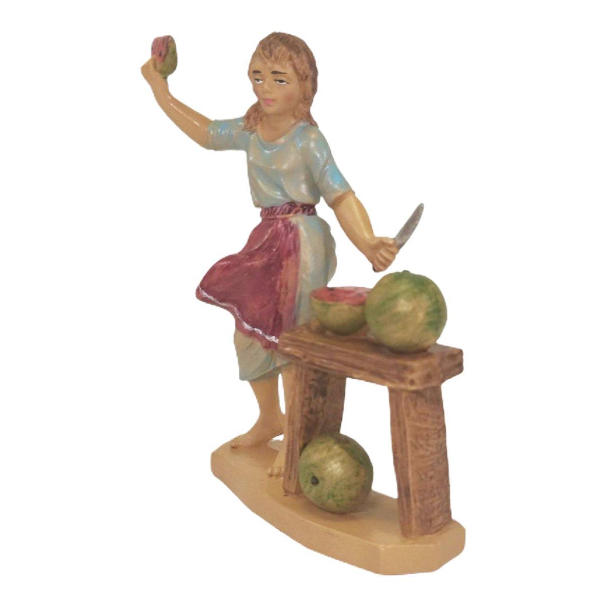 Statua presepe 12 cm donna banco frutta