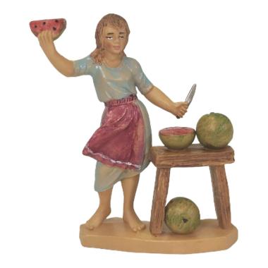 Statua presepe 12 cm donna banco frutta