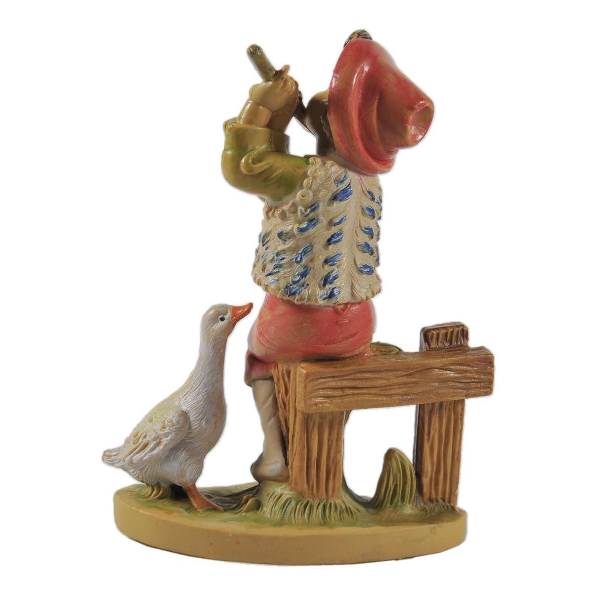 Statua presepe 12 cm pastorello flauto
