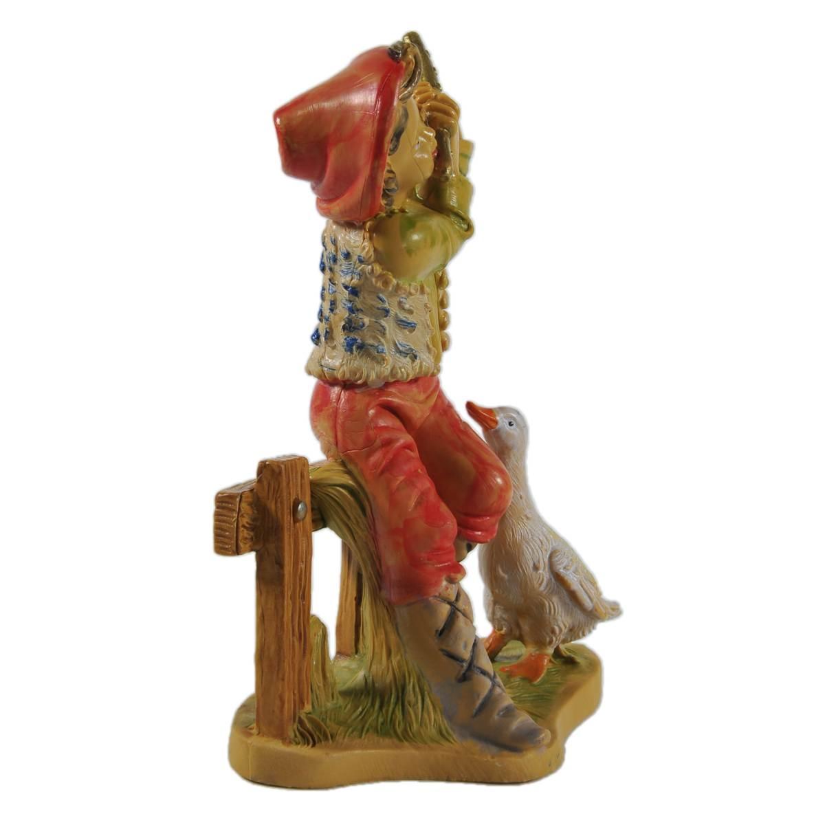 Statua presepe 12 cm pastorello flauto