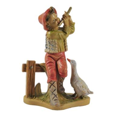 Statua presepe 12 cm pastorello flauto