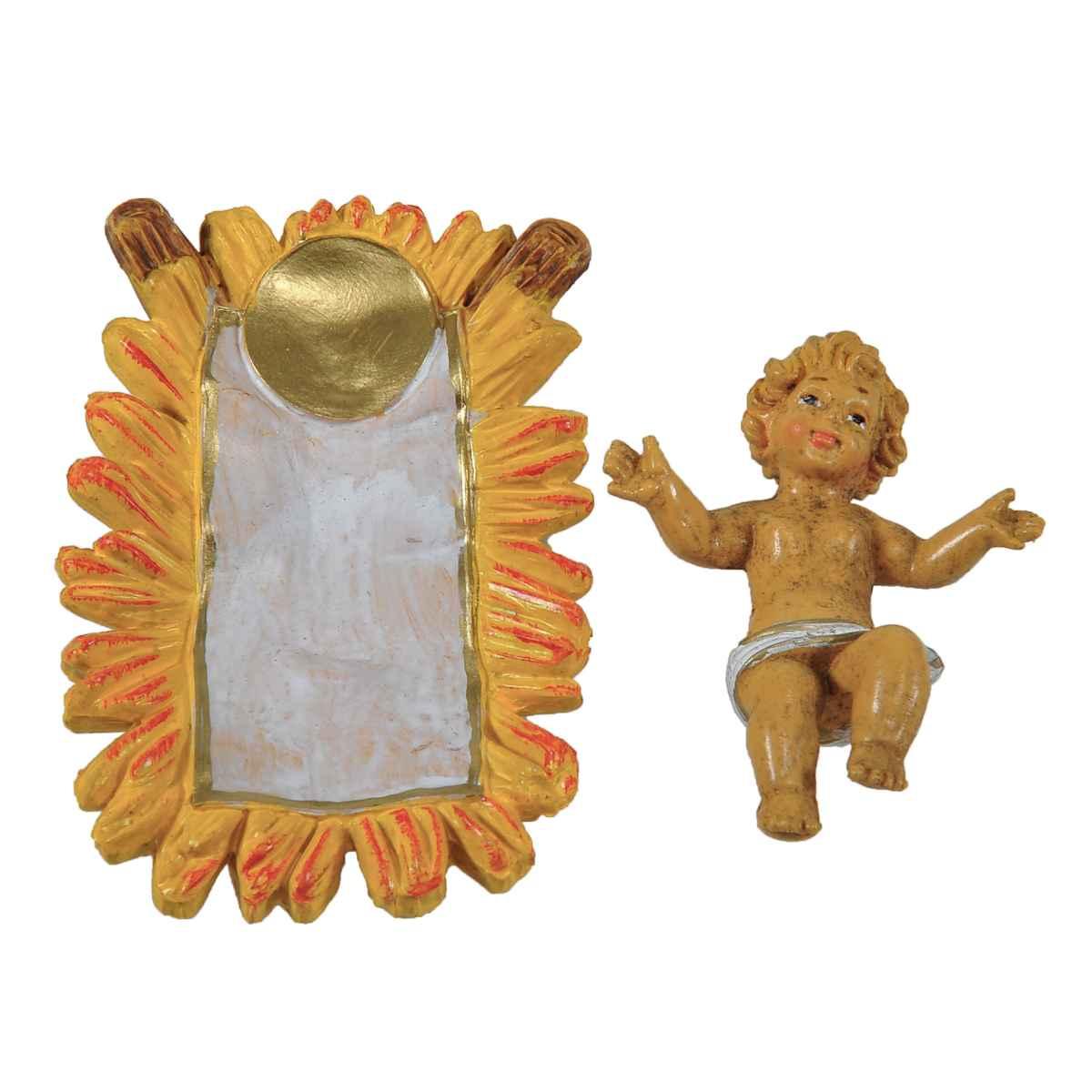 Statua presepe 16 cm gesù bambino culla