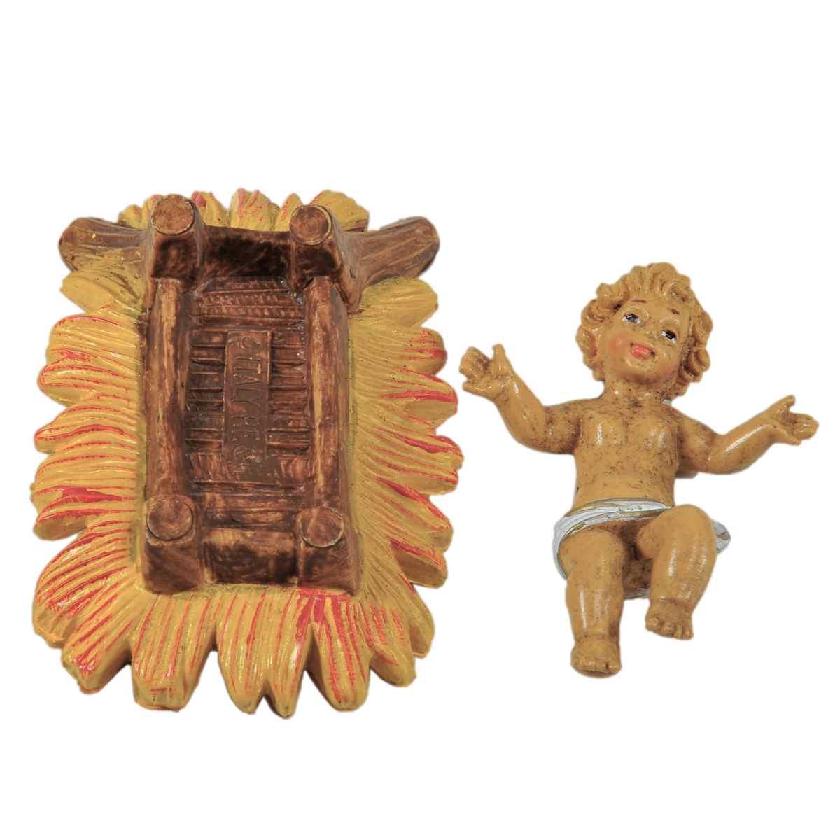 Statua presepe 16 cm gesù bambino culla
