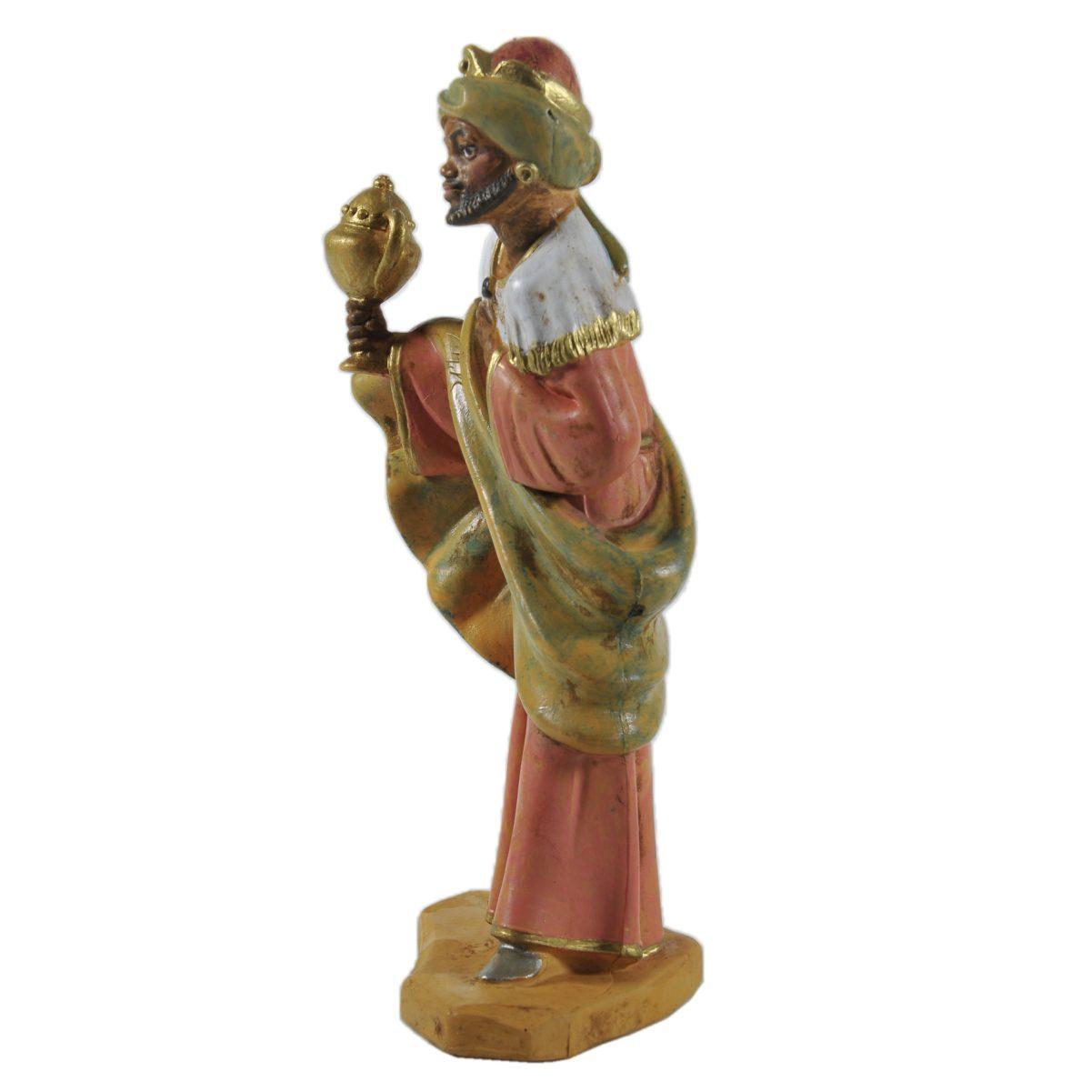 Statua presepe 8 cm re magi baldassarre in ginocchio
