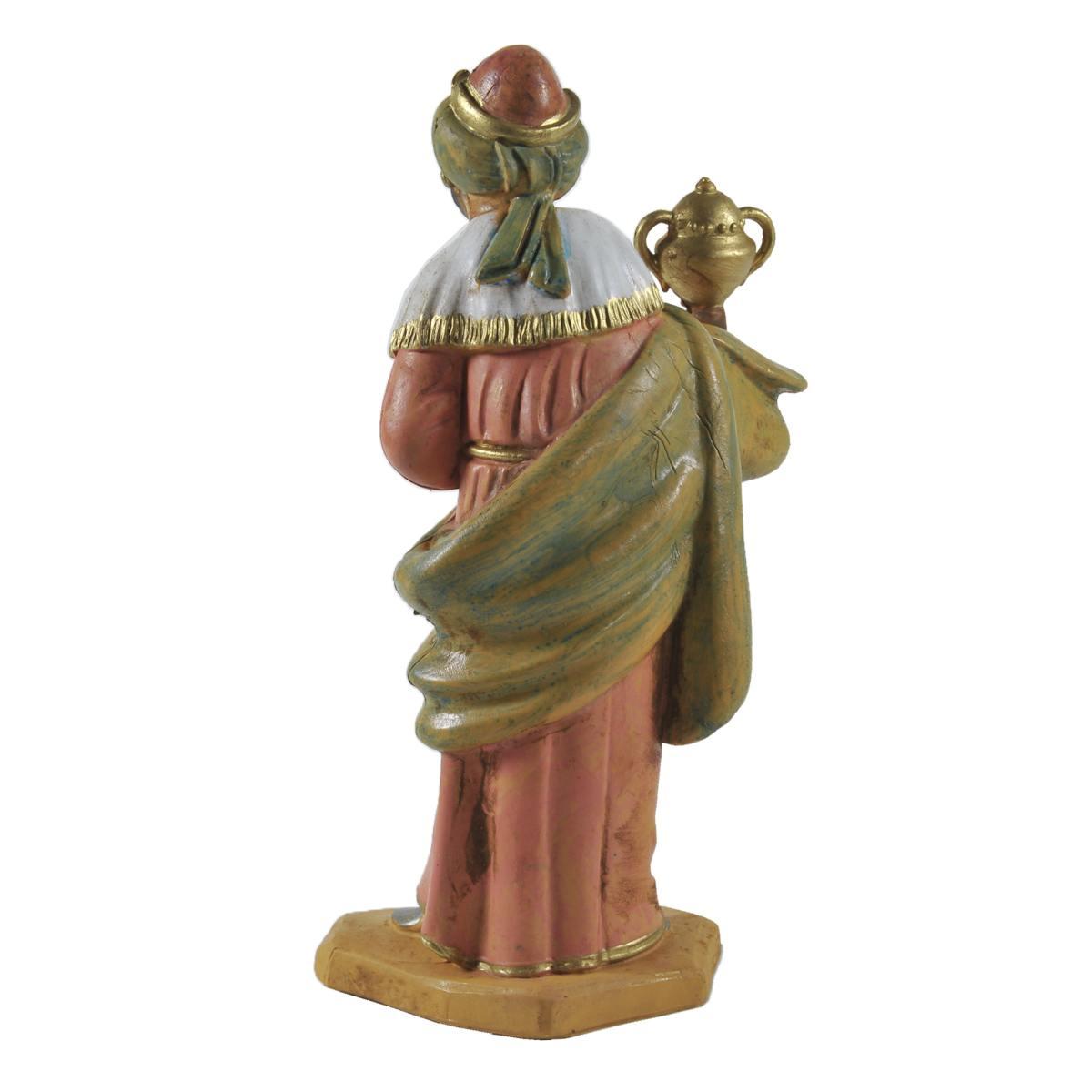 Statua presepe 8 cm re magi baldassarre in ginocchio